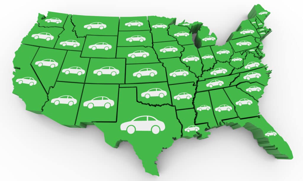 USA states hybrid EV cars