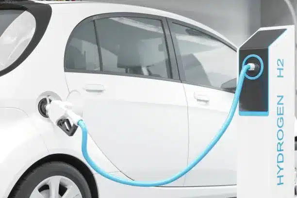 hydrogen white car plugged in